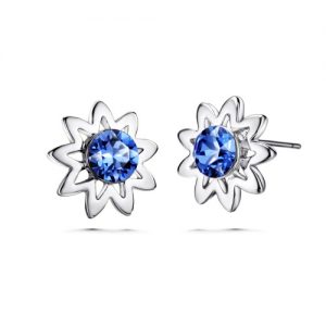 HOPE EARRINGS – Blue Sapphire, Rhodium Plating