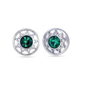 FORTITUDE EARRINGS – Emerald, Rhodium Plating