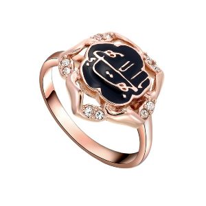 PARADISE ROSE RING – Black, Rose Gold Plating